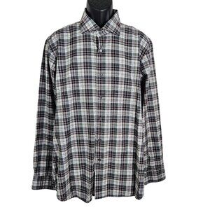 Peter Millar Mens Plaid Button-Up Shirt Extra Large Cotton Long Sleeve Casual